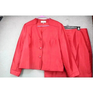 Le Suit Women's Red Skirt Suit-Sz.16-Holiday Wear-Office-Career